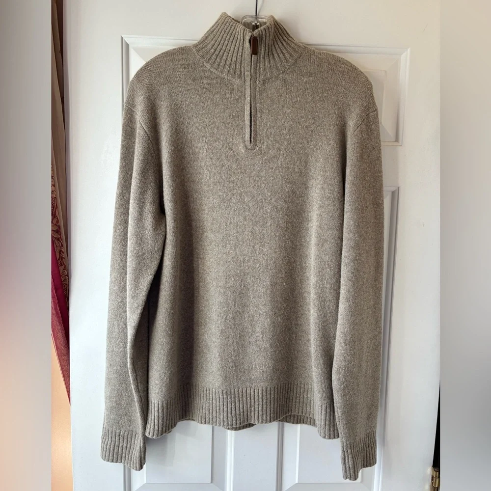 J. Crew Men’s Confetti Lambs Wool Sweater Quarter Zip Gray Size M